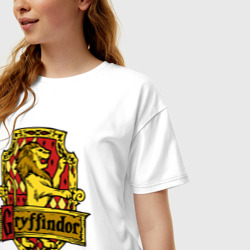 Женская футболка хлопок Oversize Hogwarts - gryffindor logo - фото 2