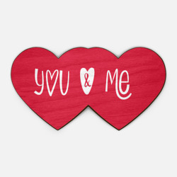 Деревянная игрушка Двойное сердце You and me red надпись