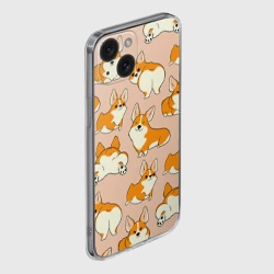 Чехол для iPhone 15 силиконовый с защитой камеры Паттерн из корги - фото 2