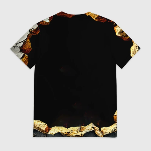 Мужская футболка 3D с принтом Сурикат на черном, вид сзади #1