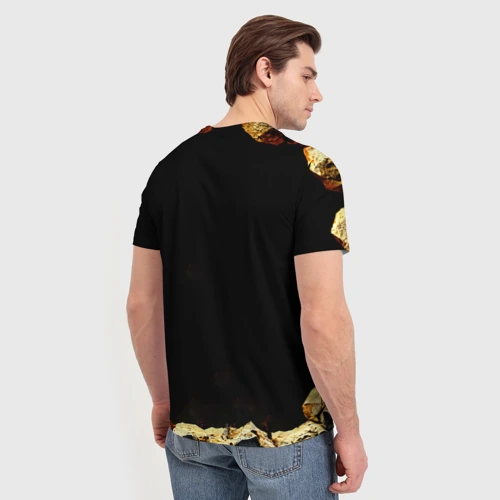 Мужская футболка 3D с принтом Сурикат на черном, вид сзади #2