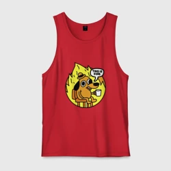 Мужская майка хлопок Пес в огне - все в порядке мем