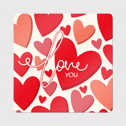 Магнит виниловый Квадрат Love you hearts pattern