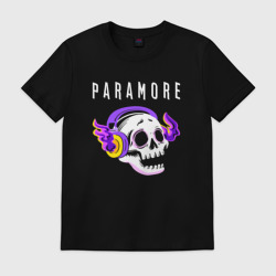 Мужская футболка хлопок Paramore - неоновый череп