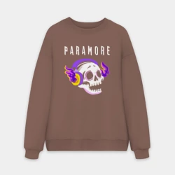 Мужской свитшот oversize без начеса хлопок Paramore - неоновый череп