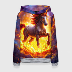 Женская толстовка 3D Лошадь в огне