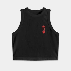 Женская укороченная майка-топ хлопок Королева Черви - для пары