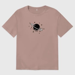 Женская футболка хлопок Oversize Мой мир - Сатурн для пары