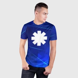 Мужская футболка 3D Slim Red Hot Chili Peppers blue poly - фото 2