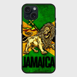 Чехол силиконовый для Apple iPhone 15 матовый Jamaica lion flag