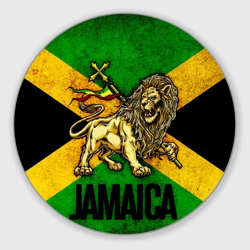 Круглый коврик для мышки Jamaica lion flag