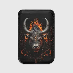 Картхолдер Magsafe магнитный Голова быка в пламени огня