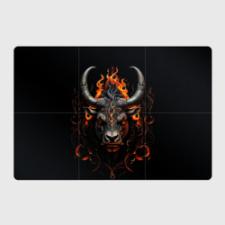 Магнитный плакат 3Х2 Голова быка в пламени огня