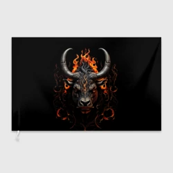 Флаг 3D Голова быка в пламени огня