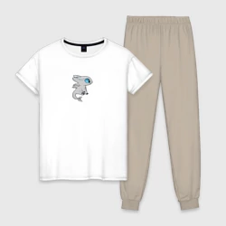 Женская пижама с белой футболкой хлопок Дневная фурия парный дракон