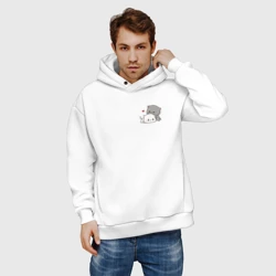 Мужское худи Oversize хлопок Милые котики обнимаются для пары - фото 2