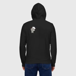 Мужская толстовка на молнии хлопок Белый котик на спине у серого для пары - фото 2