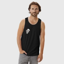 Мужская майка хлопок Белый котик на спине у серого для пары - фото 2