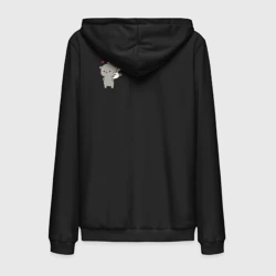 Мужская толстовка на молнии хлопок Белый котик на спине у серого для пары