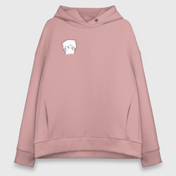 Женское худи Oversize хлопок Милый белый котик для пары