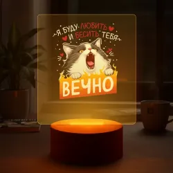 Светильник-ночник Я буду бесить и любить тебя вечно кот - фото 2