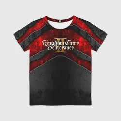 Детская футболка 3D Kingdom Come Deliverance 2 лого на текстуре