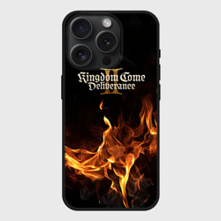 Чехол силиконовый для Apple iPhone 15 Pro матовый Kingdom Come Deliverance 2 лого и огонь