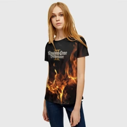 Женская футболка 3D Kingdom Come Deliverance 2 лого и огонь - фото 2