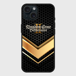 Чехол силиконовый для Apple iPhone 15 матовый Kingdom Come Deliverance 2 золотая полоса