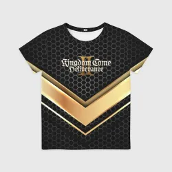 Детская футболка 3D Kingdom Come Deliverance 2 золотая полоса