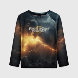 Детский лонгслив 3D Kingdom Come Deliverance 2 лого на черном небе