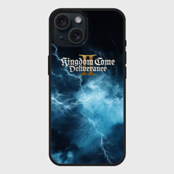 Чехол силиконовый для Apple iPhone 15 матовый Kingdom Come Deliverance 2 синие молнии