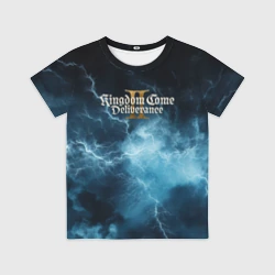 Детская футболка 3D Kingdom Come Deliverance 2 синие молнии