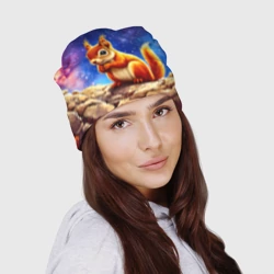 Шапка 3D Белочка в звездную ночь - фото 2