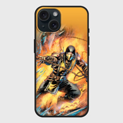 Чехол силиконовый для Apple iPhone 15 матовый Scorpion - Mortal Kombat