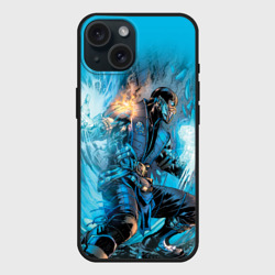 Чехол силиконовый для Apple iPhone 15 матовый Mortal Kombat - Sub-Zero