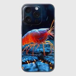 Чехол для iPhone 15 Pro Max силиконовый с защитой камеры Креветка на дне