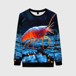Женский свитшот 3D Креветка на дне