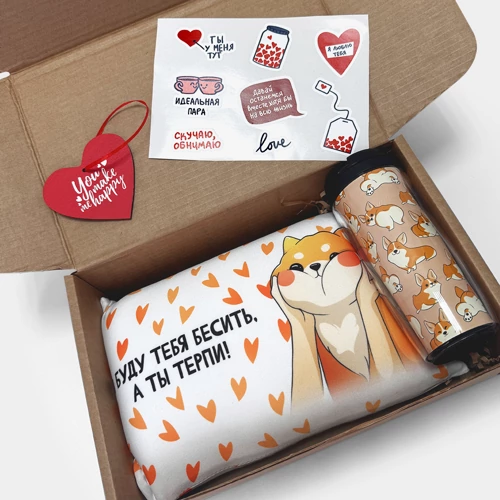 Подарочный набор Подушка антистресс и термокружка Я буду бесить тебя вечно