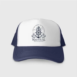 Кепка тракер с сеткой Морская эмблема с якорем и штурвалом