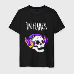 Мужская футболка хлопок In Flames - неоновый череп