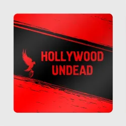 Магнит виниловый Квадрат Hollywood Undead - red gradient по-горизонтали