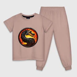 Детская пижама хлопок Mortal kombat dragon logo