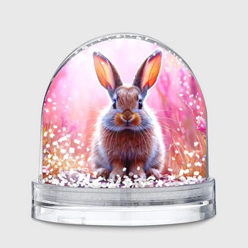 Игрушка Снежный шар Зайчик в розовом