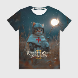 Женская футболка 3D Kingdom Come Deliverance 2 рыцарь котенок