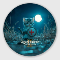 Круглый коврик для мышки Kingdom Come Deliverance 2 котик рыцарь