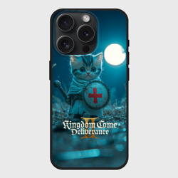 Чехол силиконовый для Apple iPhone 15 Pro матовый Kingdom Come Deliverance 2 котик рыцарь