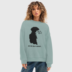 Женский свитшот oversize без начеса хлопок Ковбой Бибоп Спайк Шпигель Аниме - фото 2