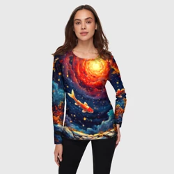 Женский лонгслив 3D Карп кои в космосе - фото 2