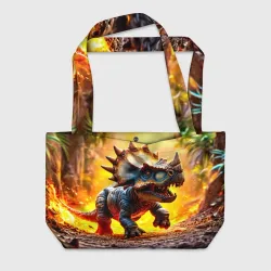 Пляжная сумка 3D Трицератопс с искрами под ногами